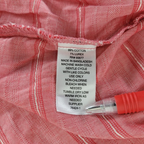 St. John's Bay Womens Shirt Small Top Pink Red Striped Long Sleeve Button Down - Picture 10 of 11